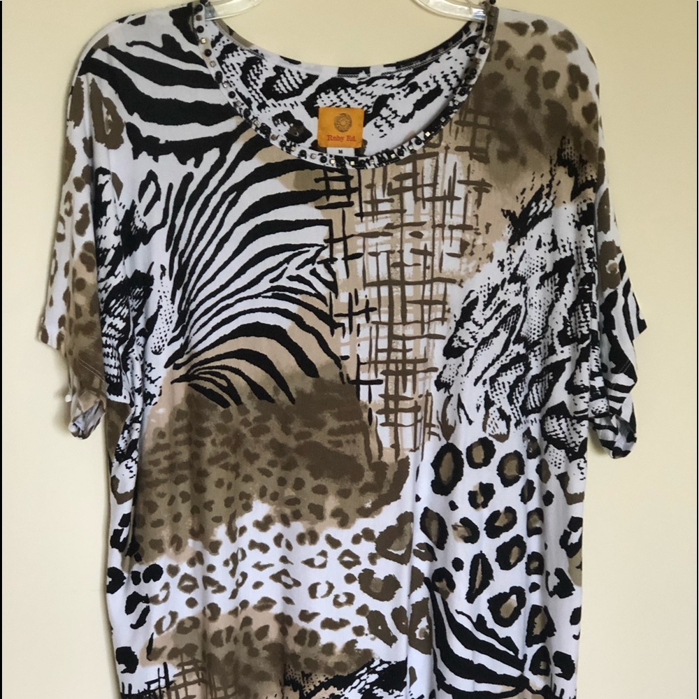 Ladies s/s animal 🦓🦒 print knit top